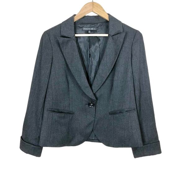 Lafayette 148 Dark Gray Single Button Wool Blazer Size 4 - Picture 1 of 6